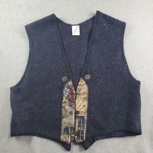 Le blanc mouton Cape Vest Womens One Size Black Mohair Wool Blend